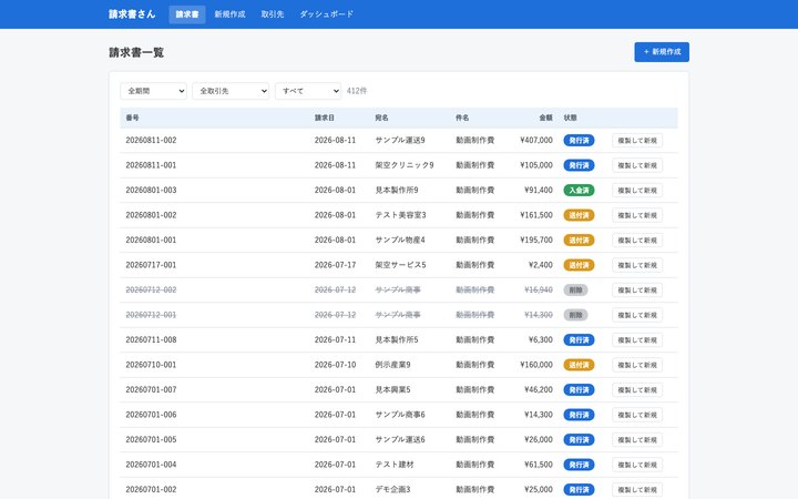自作の請求管理